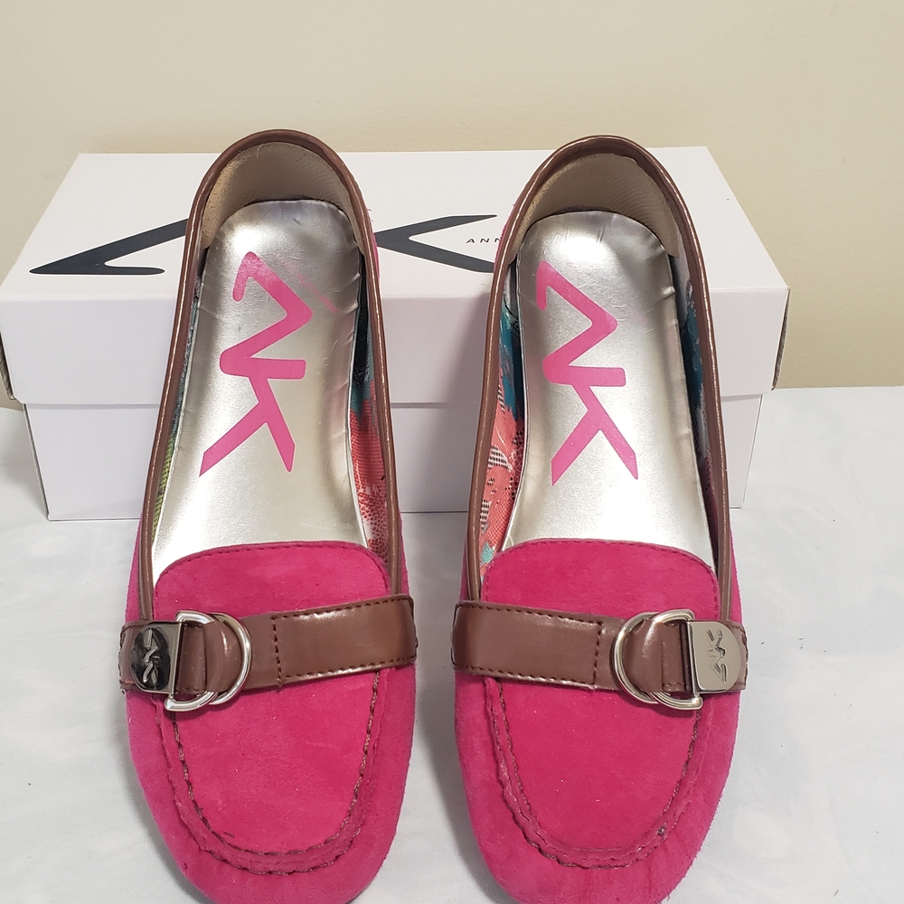 Anne Klein Pink Suede Loafers